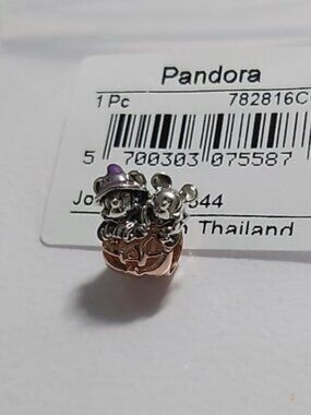 PANDORA Disney Mickey Mouse & Minnie Mouse Halloween Pumpkin Charm 782816C01